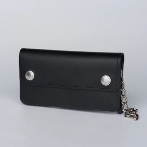 Black Leather Wallet with Chain